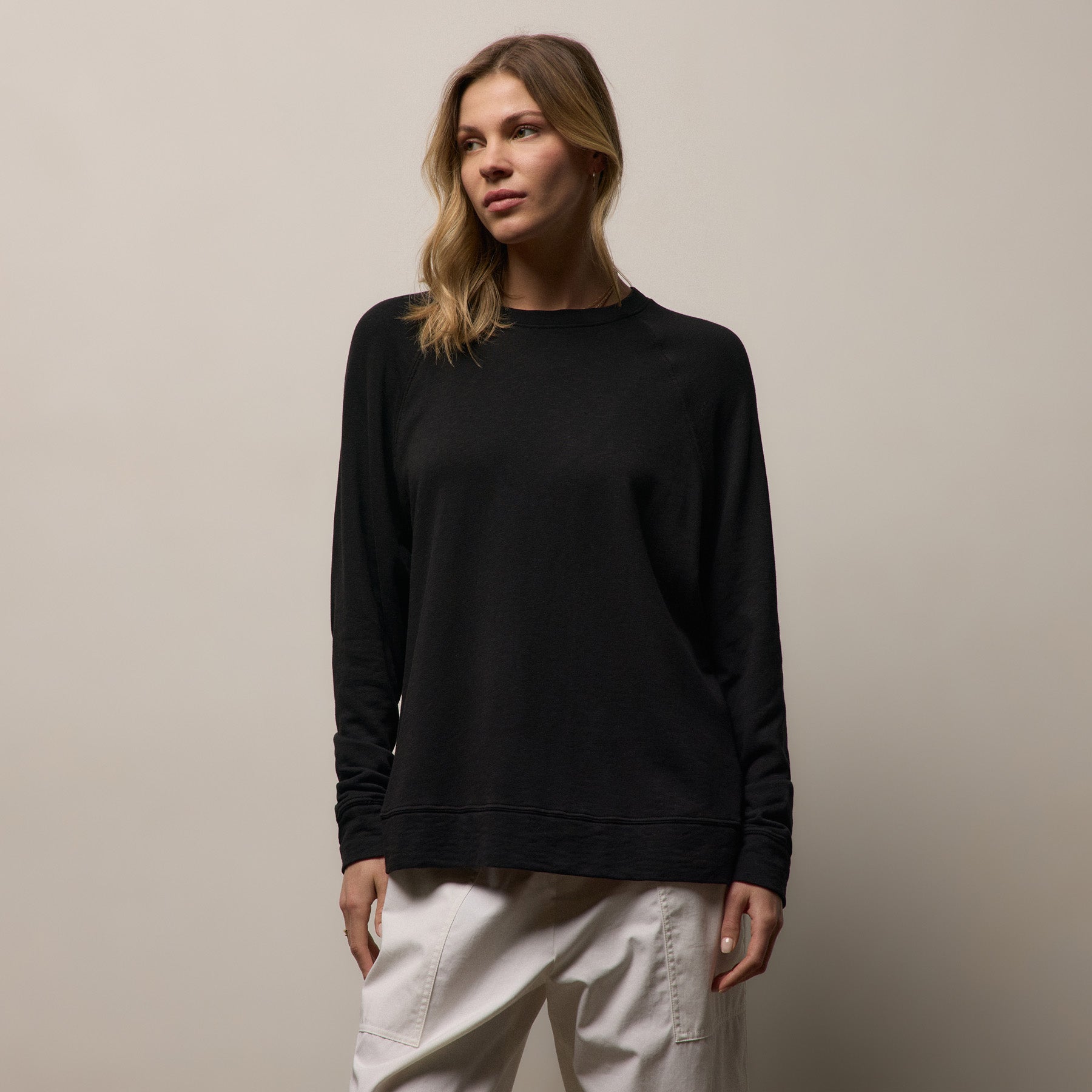 Vintage French Terry Relaxed Sweatshirt - Black