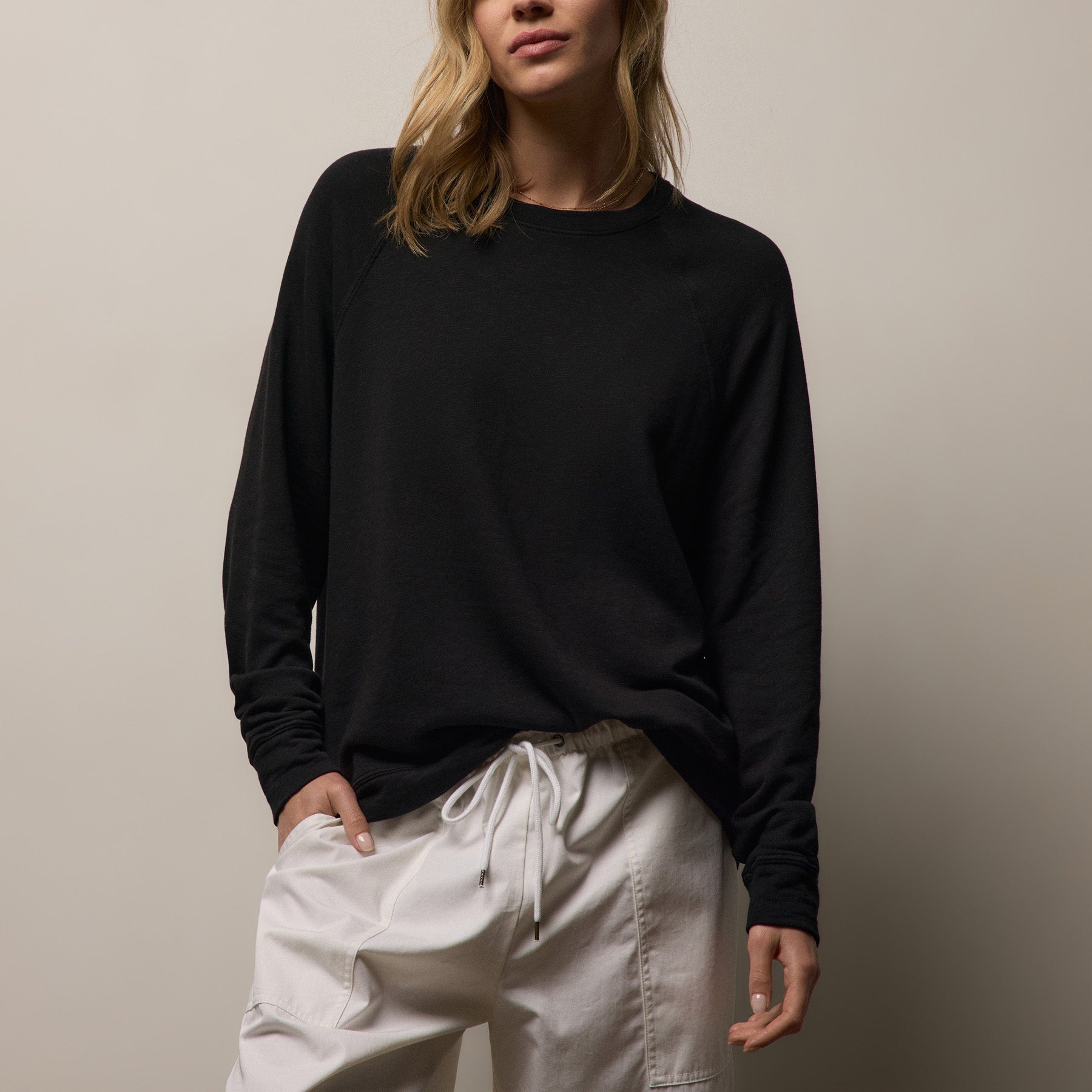 Vintage French Terry Relaxed Sweatshirt - Black