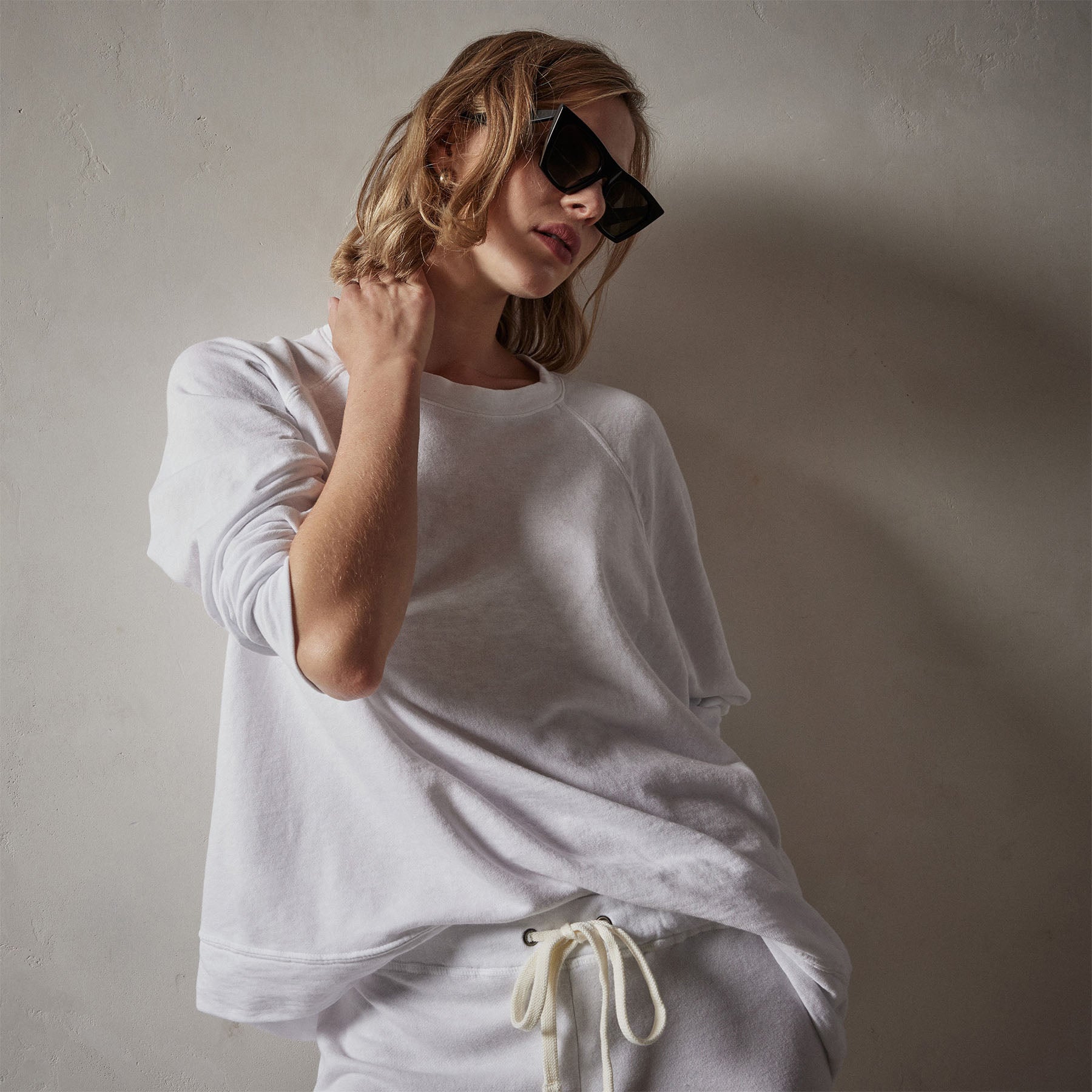 Vintage French Terry Relaxed Sweatshirt - White