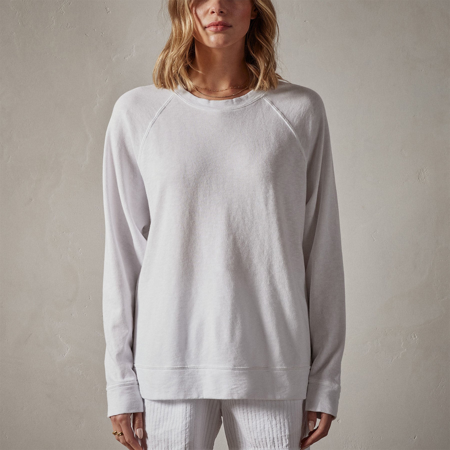 Vintage French Terry Relaxed Sweatshirt - White