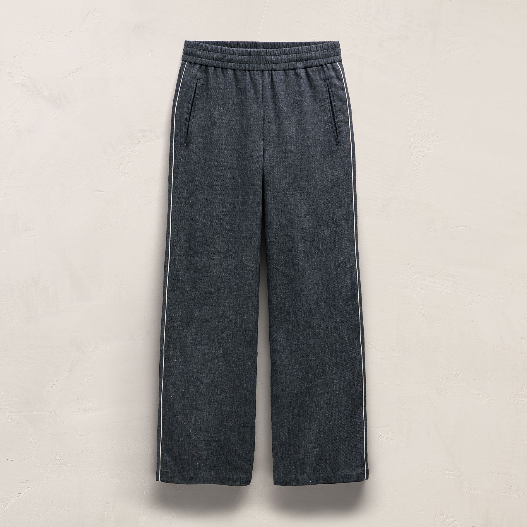Linen Cotton Track Pant - Heather Navy