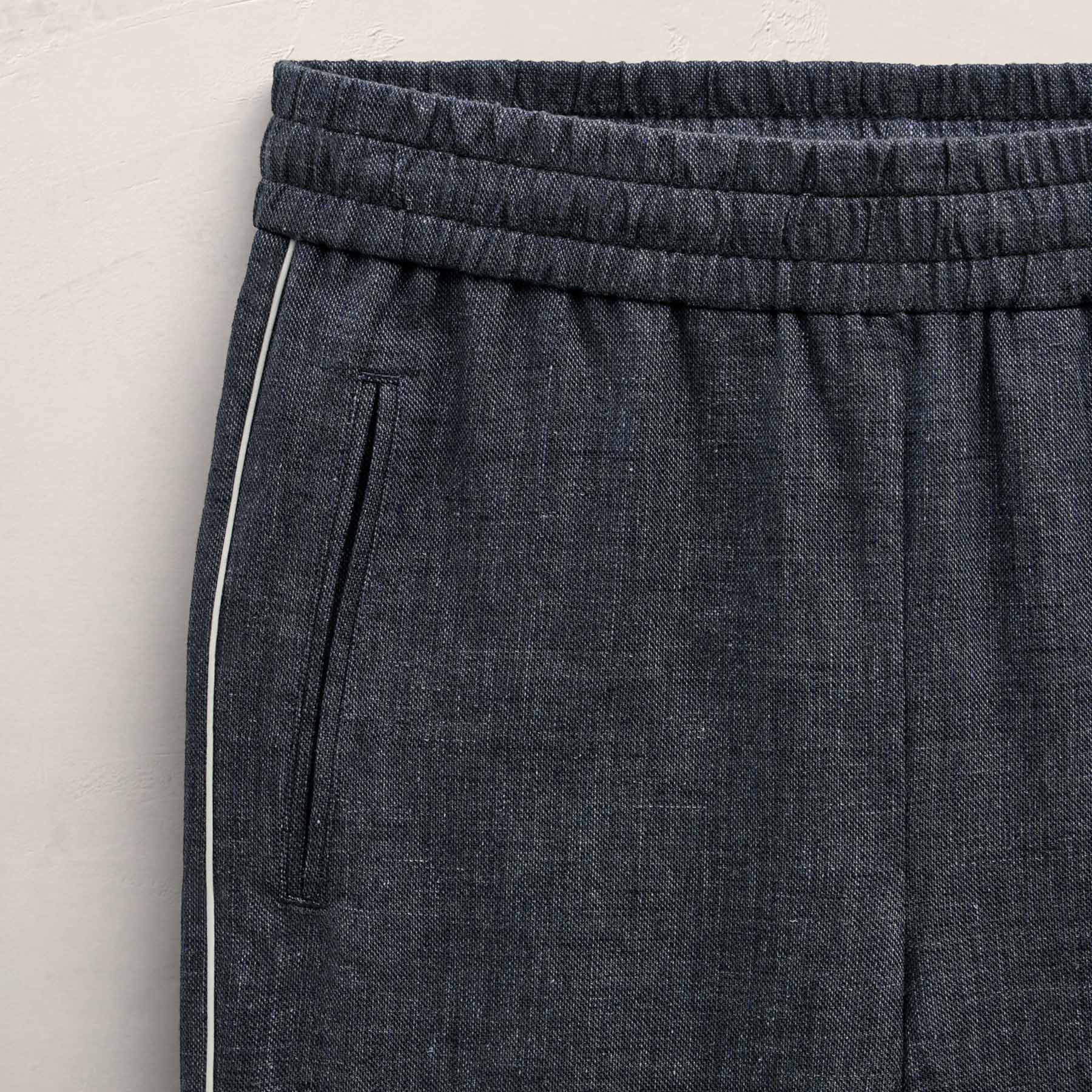 Linen Cotton Track Pant - Heather Navy