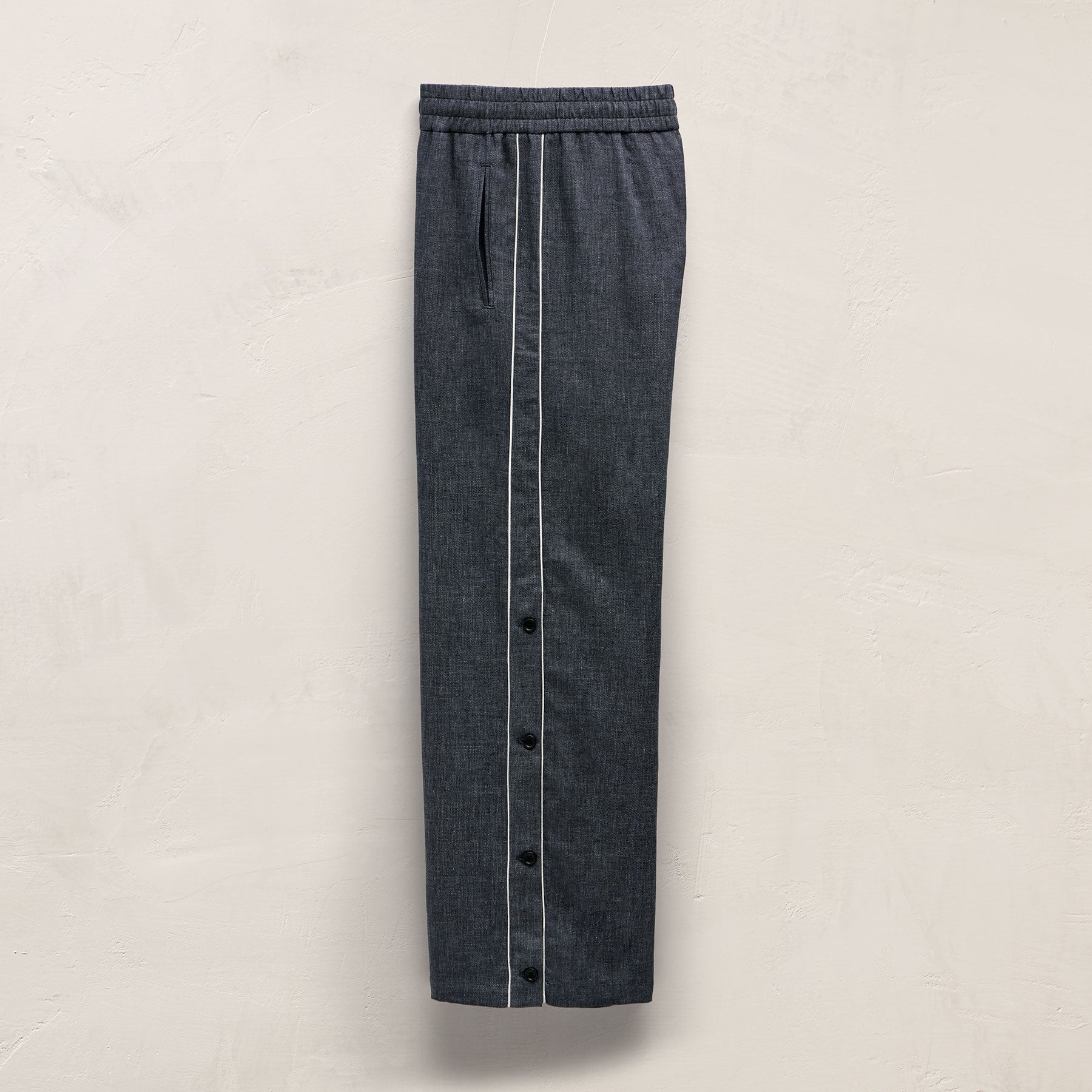 Linen Cotton Track Pant - Heather Navy